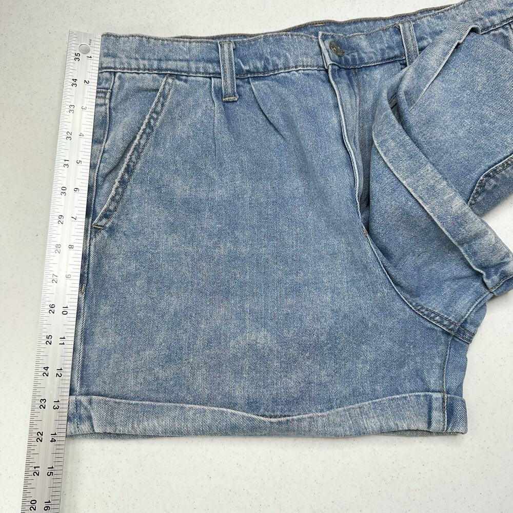 American Eagle Shorts 12 Mom High Rise Denim Blue Jean Cuffed Short Light Wash - Picture 7 of 9